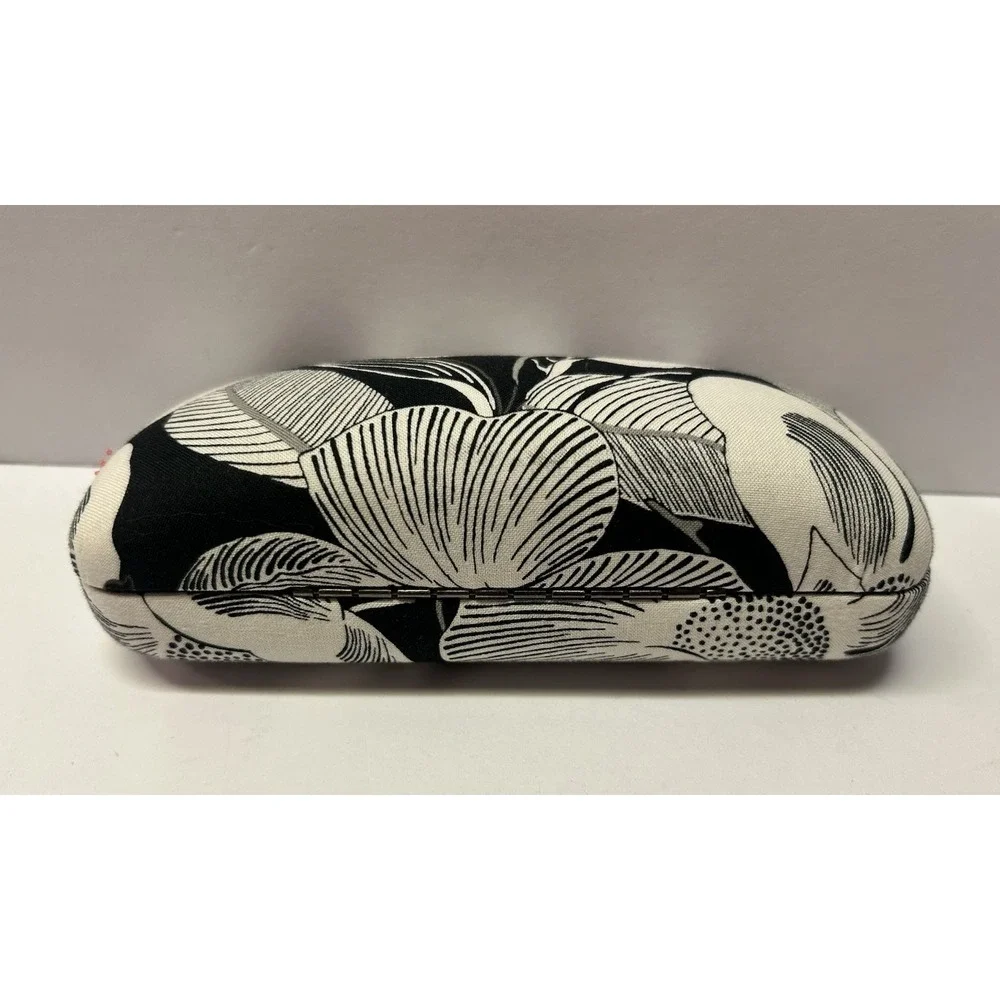 Vera Bradley Black White Floral Hard Shell‎ Eyeglass Case Clamshell Protector